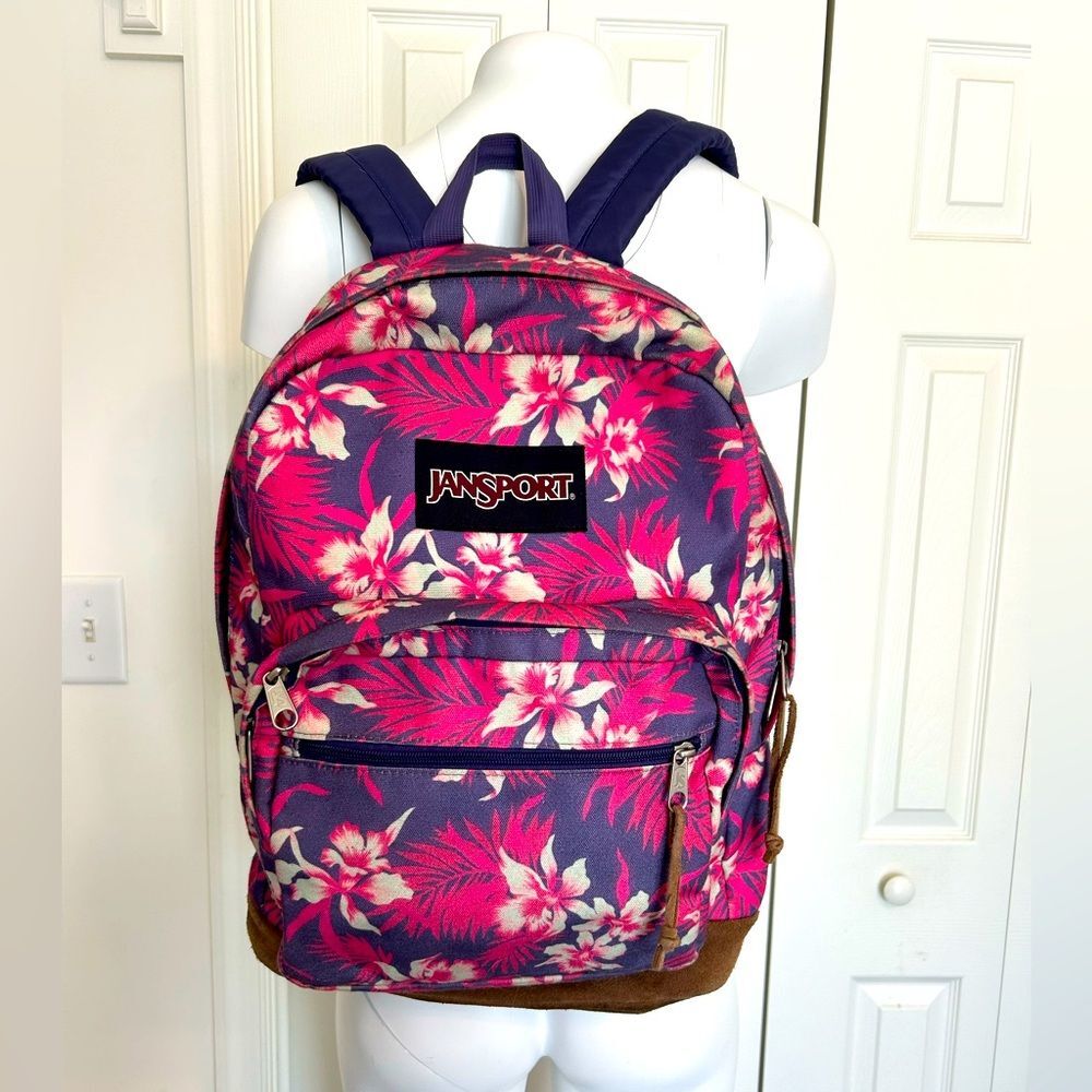 Jansport Canvas Floral Print Original Bookbag Backpack